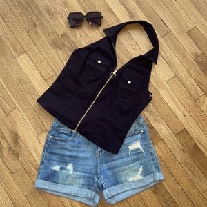 Black zip up halter top from GBG. Size small